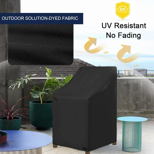 Vista 3 de NettyPro Fundas apilables para sillas de patio, impermeables, para muebles de patio al aire libre, se adapta a sillas apilables de 4 a 6 sillas
