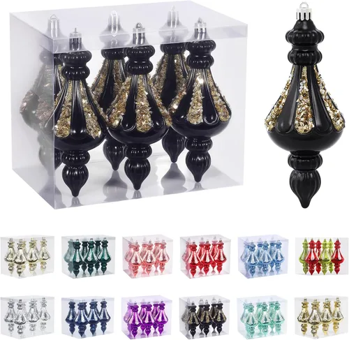 Vista 9 de RoseCraft Juego de adornos de Navidad, bolas de Navidad inastillables de plástico de 6.3 pulgadas, adornos colgantes para decoración de árbol