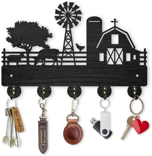 Vista 11 de MAYJOYDIY Gancho de pared para perro de 11.8 x 7.9 pulgadas de madera, lindo animal para mascotas, decoración artística de pared, 5 ganchos