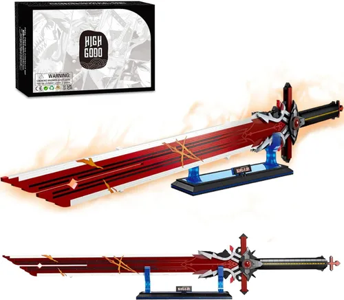 Vista 8 de HIGH GODO Demon - Juego de construcción de espada de anime Rengoku Kyoujurou de 27 pulgadas con vaina y soporte, juego de espada de anime