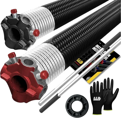 Vista 22 de Muelle de torsión para puerta de garaje de 192 x 2 x 24 pulgadas para el lado derecho de la puerta del garaje con barras de bobinado, buje de nailon