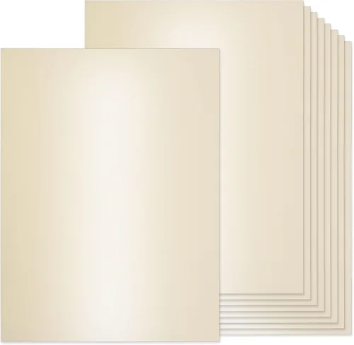 36 hojas de cartulina brillante crema, papel de cartulina metálica de 8.5 x 11 pulgadas, cubierta de 92 libras, papel marfil perlado de doble cara