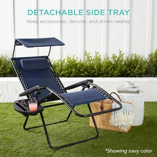 Vista 86 de Best Choice Products Silla reclinable plegable de gravedad cero para exteriores, de patio, para salón al aire libre, con toldo ajustable