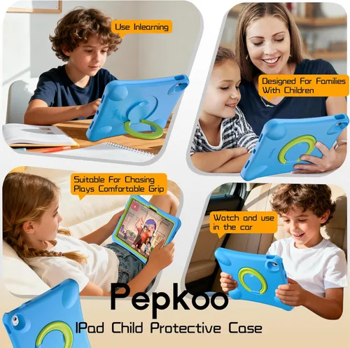 Vista 7 de Pepkoo Funda para iPad Air de 13 pulgadas para niños con soporte giratorio de 360°, funda de mango de EVA a prueba de golpes para iPad Air de 13
