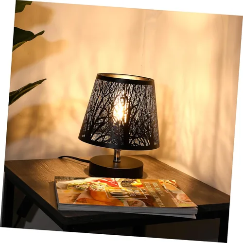 Vista 6 de Sombras de lámpara E27, cubierta hueca de luz de sombra de árbol, pantalla de lámpara moderna, pantalla de metal de repuesto para lámparas de mesa