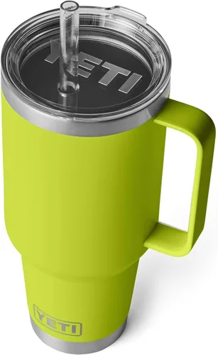 Vista 48 de YETI Rambler - Vaso de 25 onzas con asa y tapa con popote, vaso de viaje para agua, vaso aislado al vacío con asa, acero inoxidable, apicultor