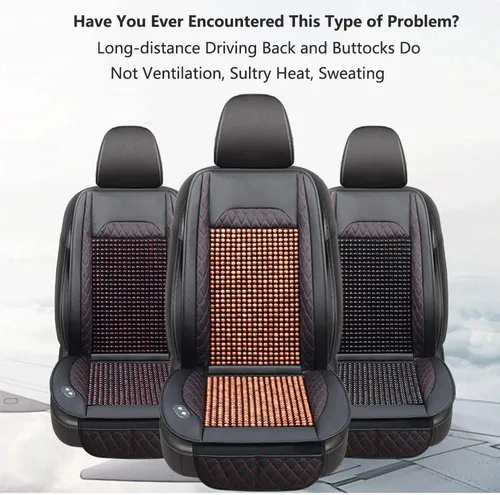 Vista 7 de Funda de cojín de enfriamiento para asiento de automóvil, cojín de enfriamiento de asiento de automóvil con cuentas de madera, cojín ventilado