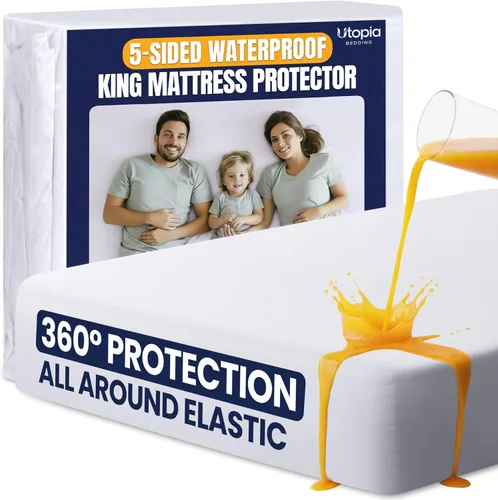 Vista 9 de Utopia Bedding – Protector de colchón impermeable de 5 lados tamaño individual, funda de colchón transpirable premium, estilo ajustado con bolsillos