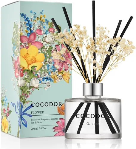 Vista 32 de COCODOR - Difusor con flores reales preservadas, aceite de perfume de rosa y varillas de junco, de 6,7 onzas (200 ml), decoración para el hogar