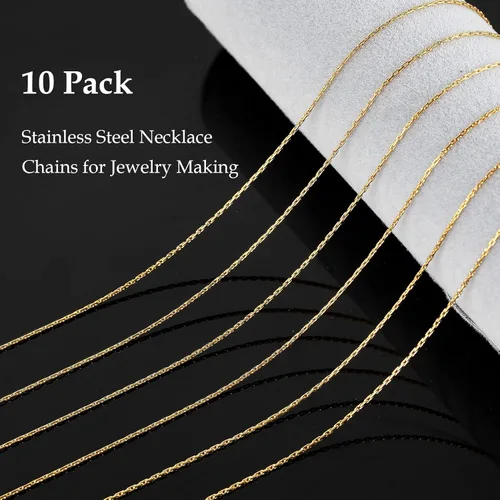 Vista 3 de Cadena de joyería para hacer joyas, cadenas de acero inoxidable chapadas en oro, suministros para hacer joyas a granel