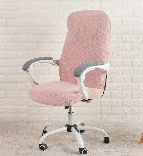 Vista 14 de LINGXIYA Funda elástica para silla de oficina, suave y cómoda, de tela de grano de maíz, resistente al agua, resistente a derrames, funda para silla