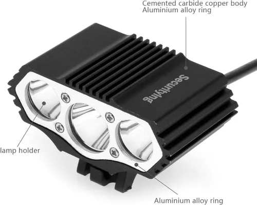 Vista 4 de SecurityIng Luz de bicicleta alimentada por USB, faro LED impermeable de 1800 lúmenes, 4 modos, lámpara delantera de ciclismo para bicicleta