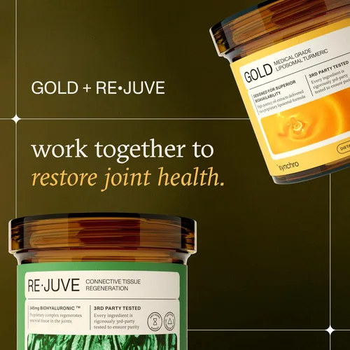 Vista 6 de Synchro Cúrcuma liposomal de grado médico dorado Cápsulas de 60 unidades Extracto de planta entera, entrega de nano-encapsulación Suplemento