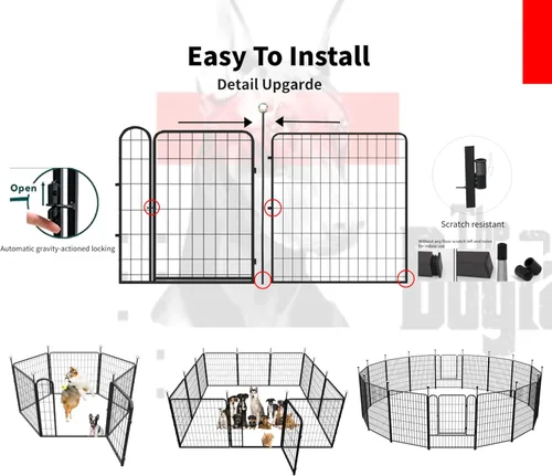 Vista 6 de Jaulas Portátiles para Perros y Corralito, Jaula de Metal de 32 Pulgadas para Perros Pequeños/Medianos, para Interior/Exterior, Correas