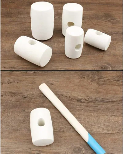 Vista 4 de DOITOOL Martillo de instalación de azulejos pequeños para niños, mango de madera, mazo de goma dura, juguete para niños, martillos de carpinteria