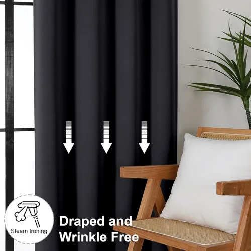 Vista 7 de Simplebrand Ava - Cortinas opacas negras de Halloween para dormitorio de 63 pulgadas de largo, 2 paneles, aislamiento térmico sólido de ahorro