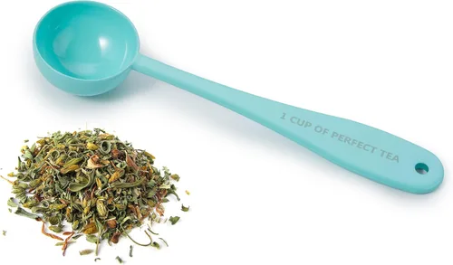 Cuchara de té de hojas sueltas medida | Una taza de té perfecto | Cuchara de acero inoxidable (azul de los años 50)