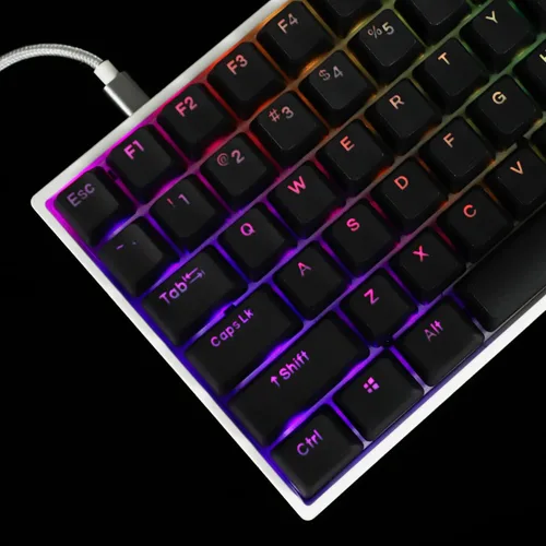 Vista 3 de YMDK Double Shot 108 Teclas teñidas PBT con brillo trasero, perfil OEM, teclas retroiluminadas arcoíris de carbono atardecer para teclado mecánico
