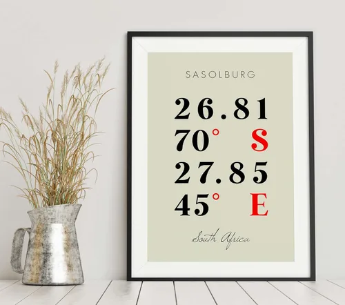 Vista 6 de Mapa de Sasolburg, Sudáfrica, Coordenadas Multilíneas de Colores (16x20)