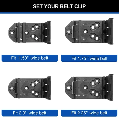 Vista 5 de Funda OWB compatible con Glock 43/43X (solo compatible con modelos estándar), no compatible con versiones MOS 43X o riel, clip de cinturón ajustable