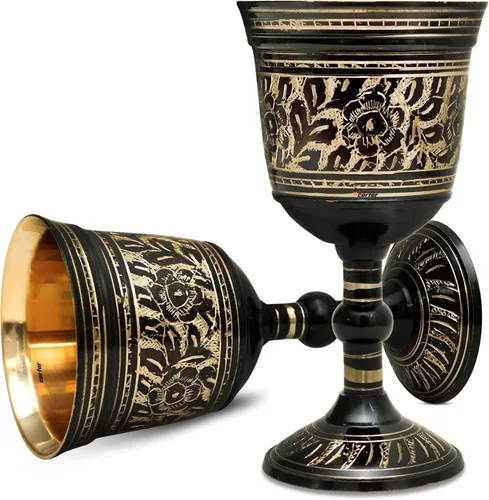 Vista 6 de Copa de vino real de latón macizo, copa de vino real, hecha a mano, decoración medieval, cáliz gótico, paquete de 1 unidad (marrón antiguo)
