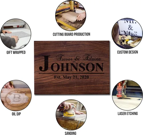 Vista 6 de House Warming Gifts New Home - Get This Personalized Cutting Board From Size Sm - XXL add Coasters, Serving Boards, and Display Stands For