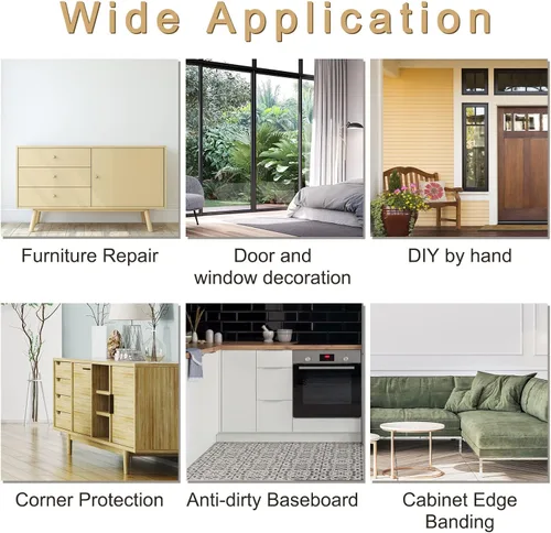 Vista 5 de uxcell Cinta de grano de madera, 1.97 pulgadas x 33 pies, adhesivo autoadhesivo para pared, esquina, mesa, puerta, sofá, muebles, decoración