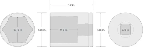 Vista 7 de TEKTON - Llave de tubo de 3/8 pulgadas x 15/16 pulgadas - Cubo de impacto de 6 puntos SHD12024