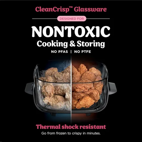 Vista 5 de Ninja Crispi - Freidora de aire de vidrio 4 en 1 450 °F No tóxica Contenedores de vidrio de 4 cuartos y 6 tazas con tapas Microondas
