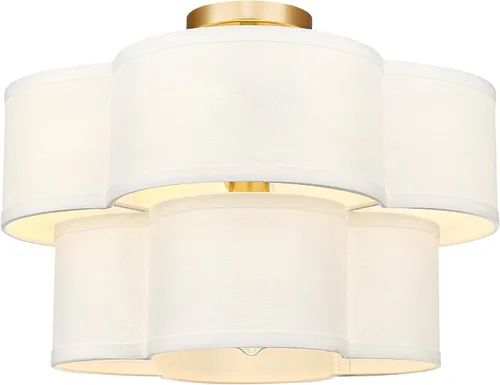 Vista 18 de Oro Lámparas de Techo de Montaje Semiempotrado, Lámparas de Techo de 6 Luces de 18 Pulgadas con Soporte de Tela en Forma de Flor, Iluminación