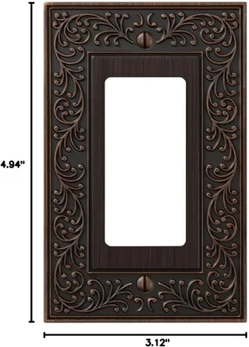 Vista 2 de Amerelle 43RVB - Placa de pared English Garden con 1 interruptor de palanca, metal fundido, color bronce envejecido, 1 paquete