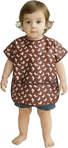 Vista 11 de Plie Short Sleeve Waterproof Bib for Toddlers – Easy Clean Feeding Apron for Mealtime, Daycare, Self-Feeding, Lightweight