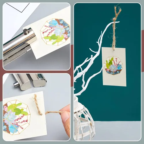 Vista 5 de Chumia Perforadora de papel resistente de 2 pulgadas de largo alcance de 1/4 pulgadas, perforadora de un solo agujero, garganta profunda, esfuerzo