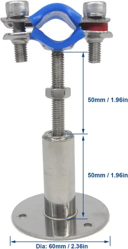 Vista 2 de Stainless Steel Adjustable Pipe Clamp Bracket - Wall/Ceiling Mount Support for 1/2-Inch (19mm) Pipe, Heavy-Duty Rustproof Brackets with Screws, Set