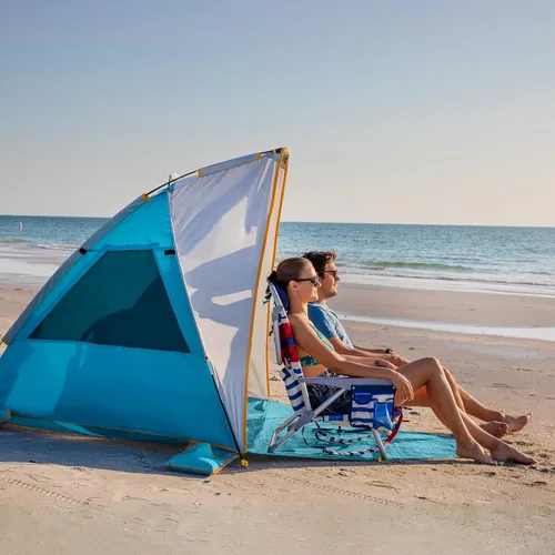 Vista 9 de WolfWise Tienda de campaña de playa UPF 50+ parasol para toldo, color verde menta, XL