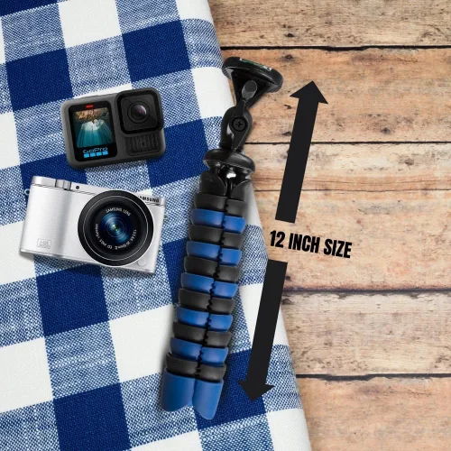 Vista 6 de Ultimaxx Trípode flexible azul de 12 pulgadas con patas envolventes y placa de montaje de liberación rápida para todas las cámaras de apuntar