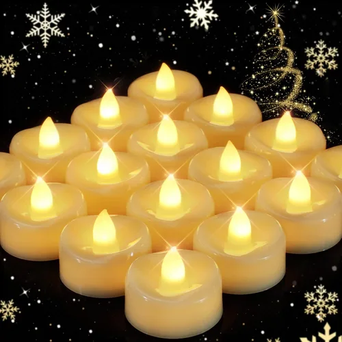 Vista 28 de Merrynights - Velas sin llama, paquete de 12 velas de té con cambio de color operadas con batería, velas sin llama de larga duración de más de 200
