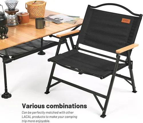 Vista 5 de G2 GO2GETHER Silla plegable de camping para adultos al aire libre, marco de aleación de aluminio resistente con reposabrazos, cómoda tela Oxford