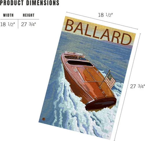 Vista 5 de Ballard, Seattle, Washington, Wooden Boat (1000 Piece Puzzle, Challenging Jigsaw Puzzle for Adults, Made in USA)