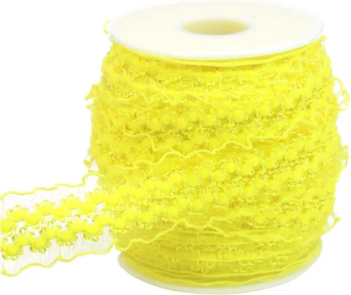 Vista 11 de Cinta elástica naranja con volantes de 25 yardas para coser de 3/4 pulgadas de organza elástica con ribete de encaje de ganchillo, banda elástica