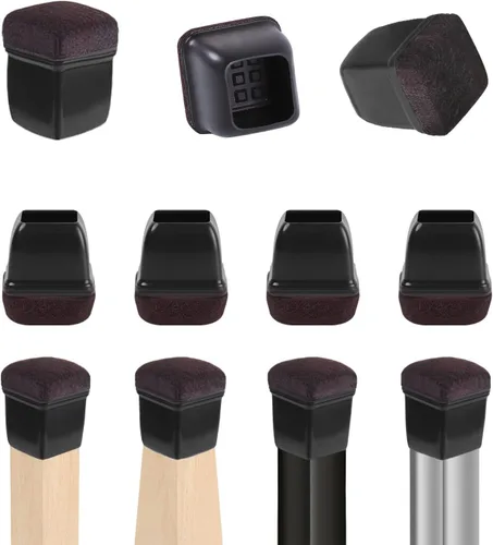 Vista 37 de Ezprotekt 16 piezas de protectores de patas de silla de silicona rectangulares, cubiertas de patas de muebles de fieltro rectangulares negras