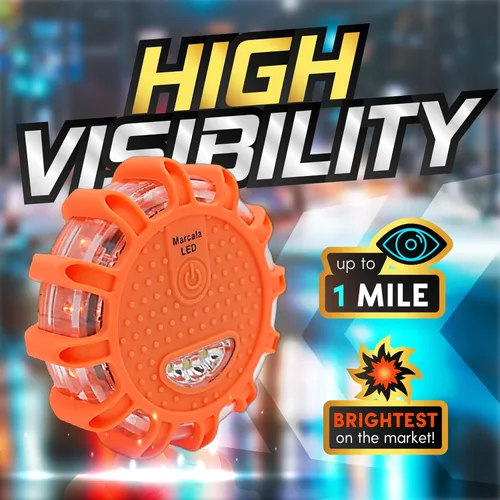 Vista 3 de Marcala Paquete de 1 bengalas LED para carretera, kit de emergencia LED para automóvil, compatible con DOT, bengalas de emergencia