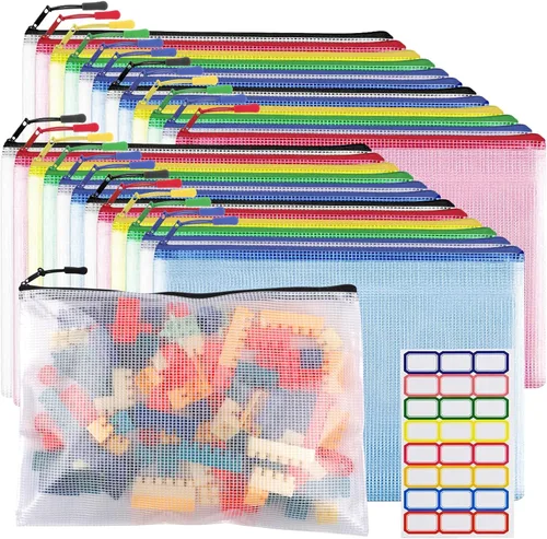 Vista 11 de YOPCDJ 20 bolsas de malla de plástico con cremallera, tamaño A3 de 17 x 12 pulgadas, bolsas de malla extra grandes, bolsas reutilizables