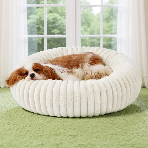 Vista 10 de Bedsure ComfyFleece™ Cama para perros pequeños en forma de dona, camas para perros pequeños con forro polar de pana y parte inferior antideslizante