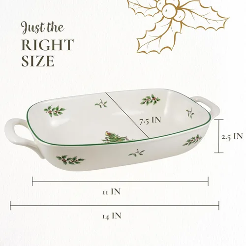 Vista 7 de Spode Cesta de Pan Ovalada Christmas Tree, Cuenco con Asa de 12 Pulgadas para Frutas, Pan, Galletas - Regalo de Porcelana, Vajilla Navideña y Plato