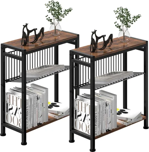Vista 10 de Mesa auxiliar para espacios pequeños, mesa auxiliar estrecha con revistero ajustable en forma de V, 7.1 pulgadas de profundidad x 17 pulgadas