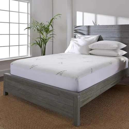 Protector de colchón Twin de PURE BAMBOO, impermeable - viscosa derivada de bambú, transpirable, funda de colchón silenciosa que protege contra la