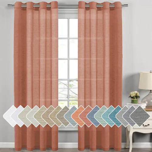 Vista 66 de H.VERESAILTEX - Cortinas de lino natural mezclado con 2 paneles semi transparentes de lino texturizado para sala de estar/dormitorio filtrado