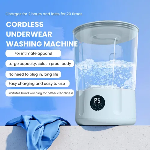 Vista 2 de Dpofirs Mini lavadora, lavadora de ropa interior portátil, lavadora inalámbrica recargable para calcetines de pequeñas cargas, ropa de viaje
