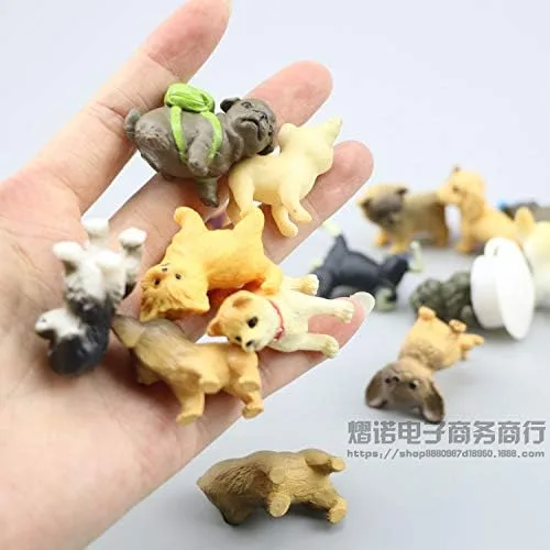 Vista 6 de Mini figuras de plástico de perrito para niños, conjunto de 28 figuras de juguete de perritos realísticos altamente detallados y pintado a mano